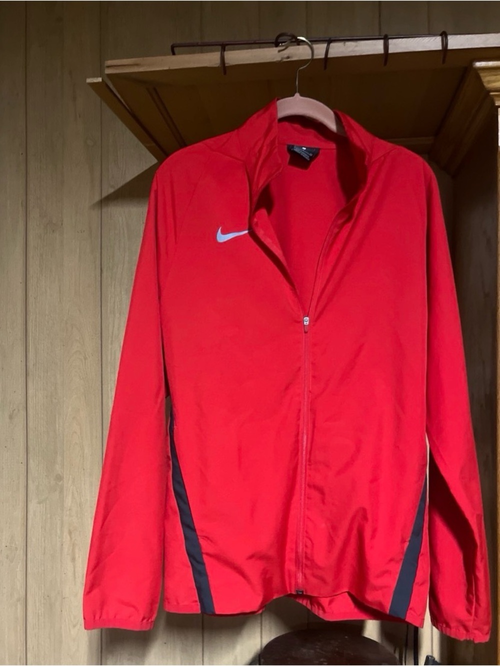 Nike Dri-Fit Red Windbreaker Jacket with Black Accents size Small